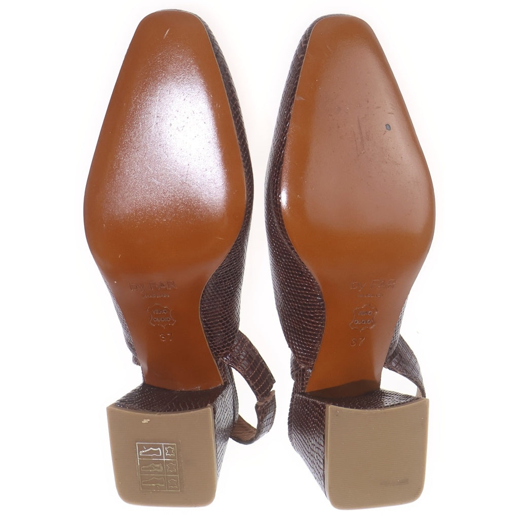 NO BRAND(ノーブランド) by FAR Lisa Brown Embossed Lether pumps バイファー リサブラウン エンボスレザーパンプス ブラウン レディース