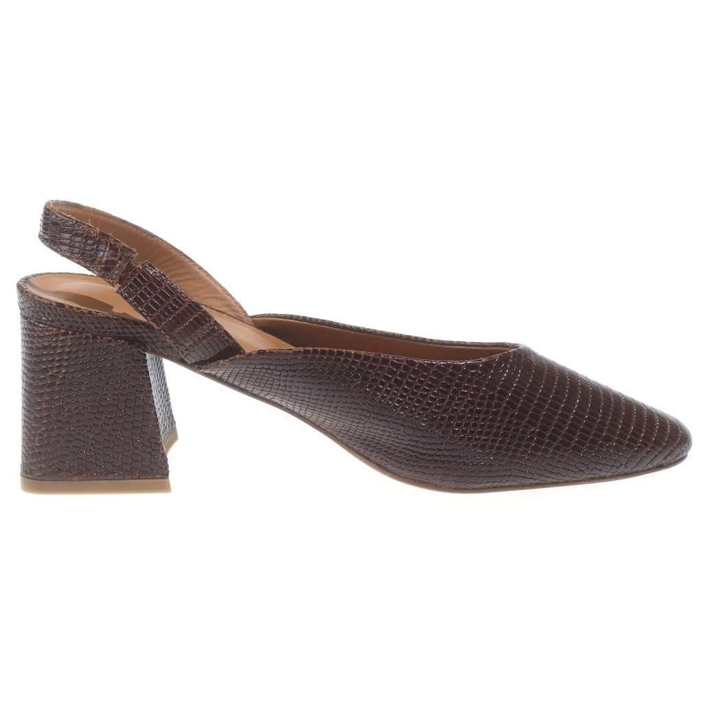 NO BRAND(ノーブランド) by FAR Lisa Brown Embossed Lether pumps バイファー リサブラウン エンボスレザーパンプス ブラウン レディース