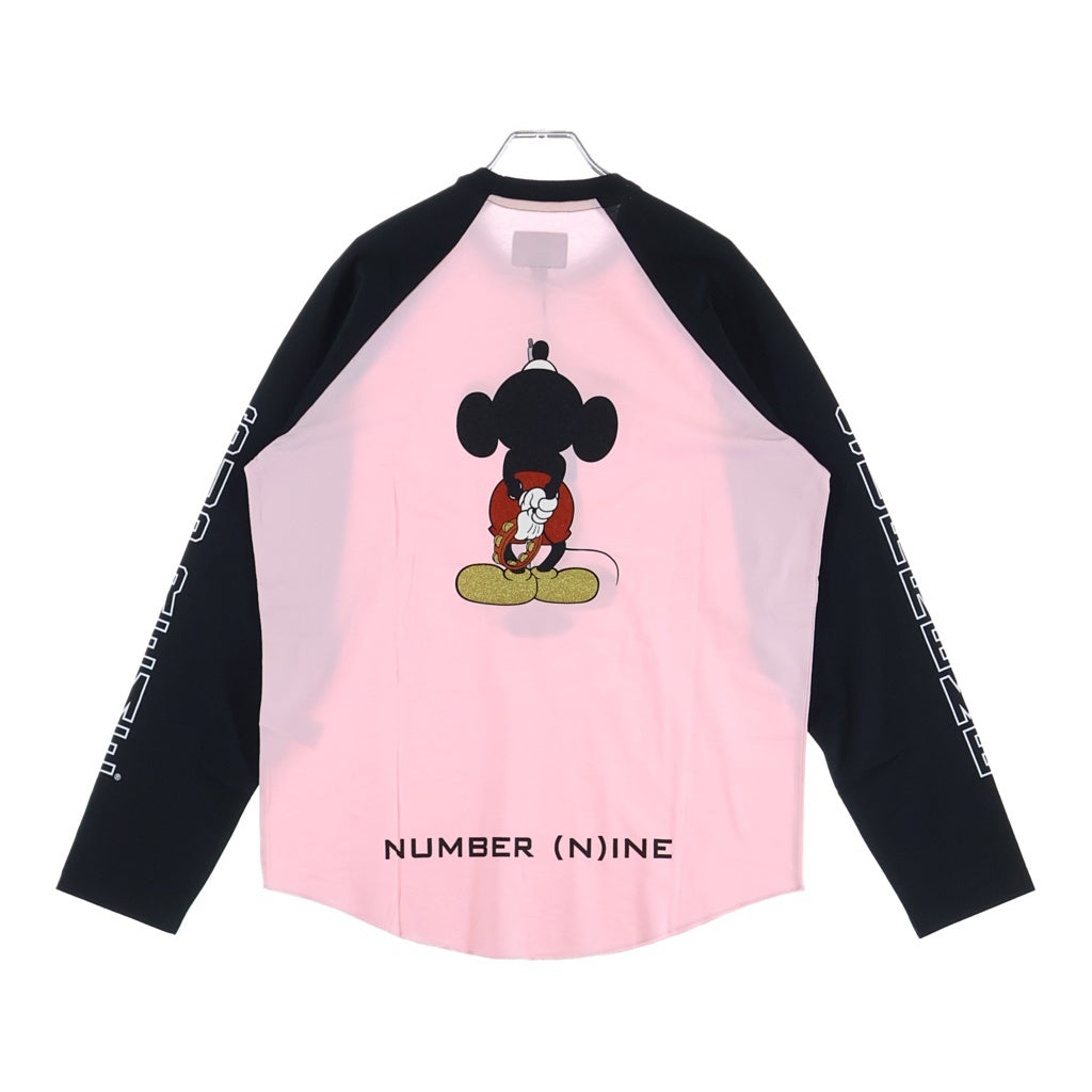 SUPREME(シュプリーム) 25AW×NUMBER(N)INE ミッキーマウスラグラン長袖Tシャツ カットソー ブラック/ピンク