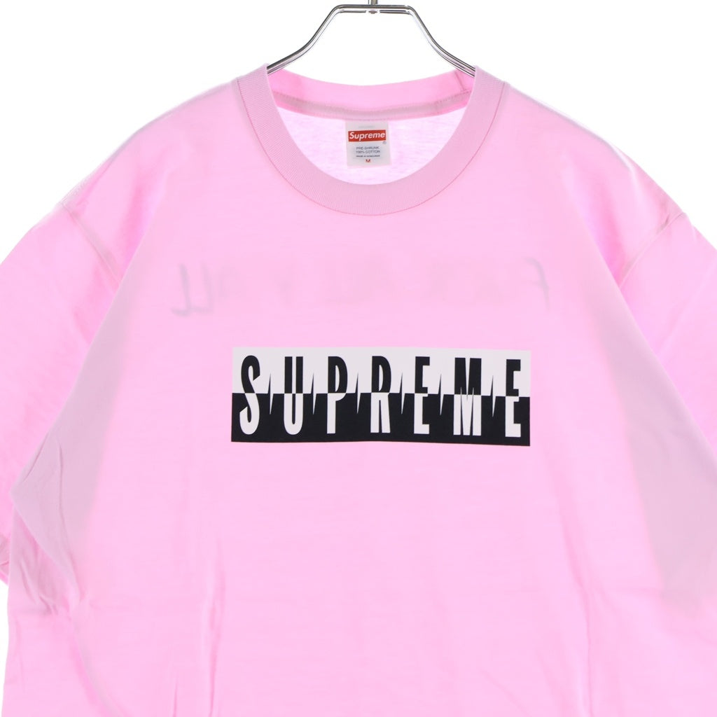SUPREME(シュプリーム) 25AW Split Tee クルーネック スプリット ロゴプリント半袖Tシャツ カットソー ピンク