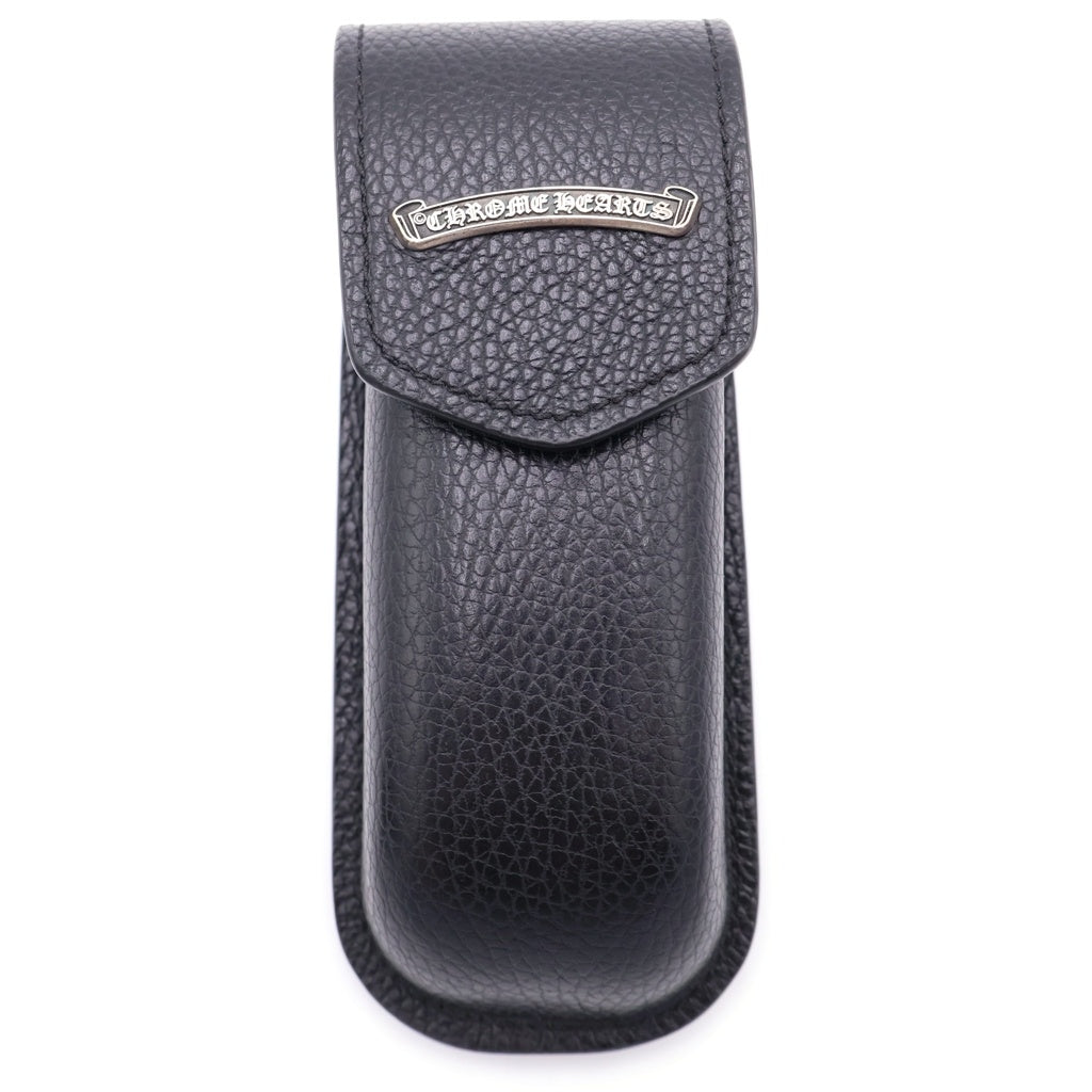 CHROME HEARTS(クロムハーツ) CASE スクロールラベル レザーメガネケース ブラック