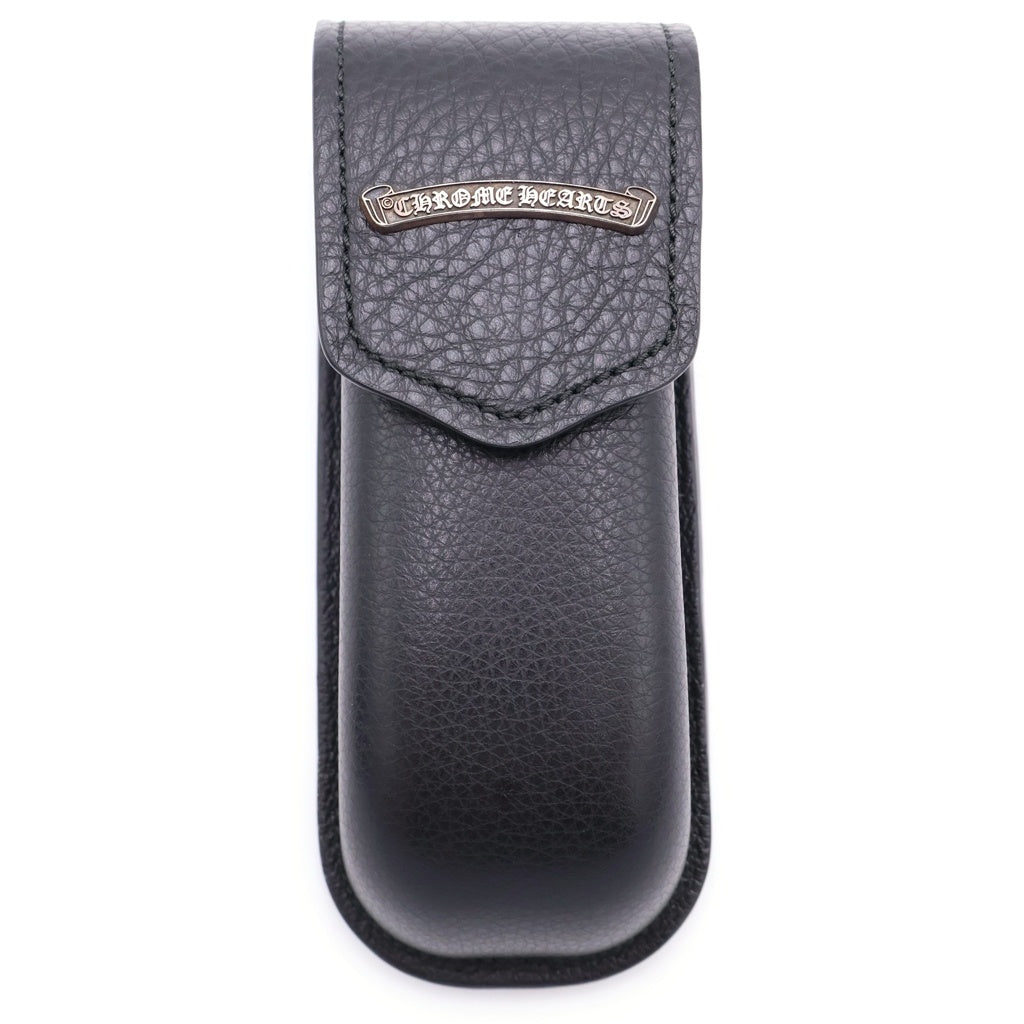 CHROME HEARTS(クロムハーツ) CASE スクロールラベル レザーメガネケース ブラック