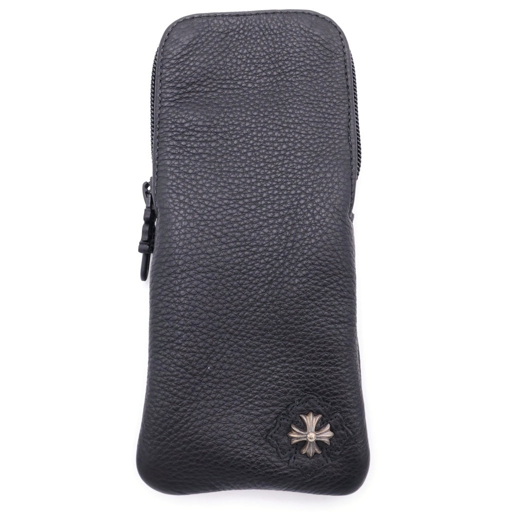 CHROME HEARTS(クロムハーツ) CASE CHPLUS クロスモチーフ レザー メガネケース ブラック