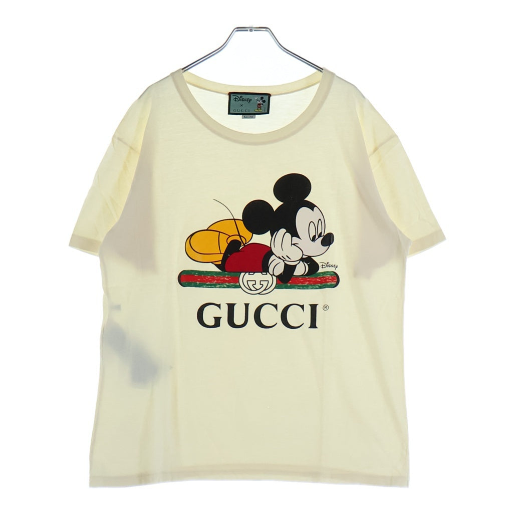 GUCCI(グッチ) ×Disney ディズニー フロントプリント 半袖Tシャツ カットソー ホワイト 492347
