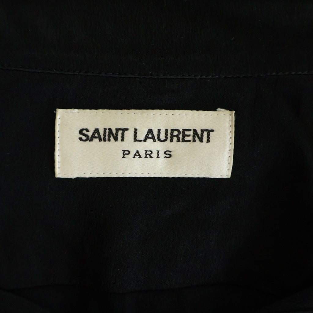 SAINT LAURENT PARIS(サンローランパリ) 比翼ボタン シルク 長袖シャツ ブラック 646850 Y900R