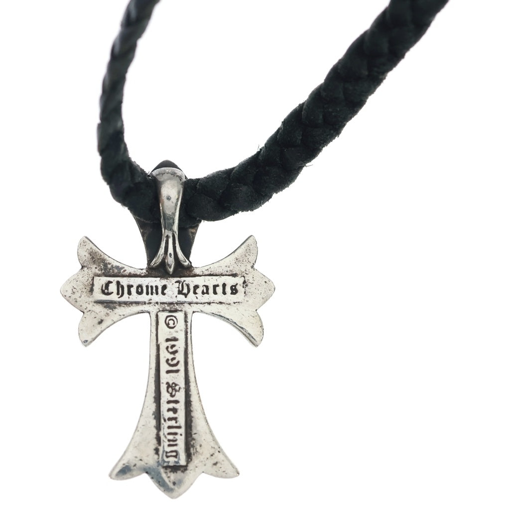 CHROME HEARTS(クロムハーツ) CH CRS SML CL スモールCHクロス クリンプト レザーブレイド ネックレス シルバー/ブラック BCA217