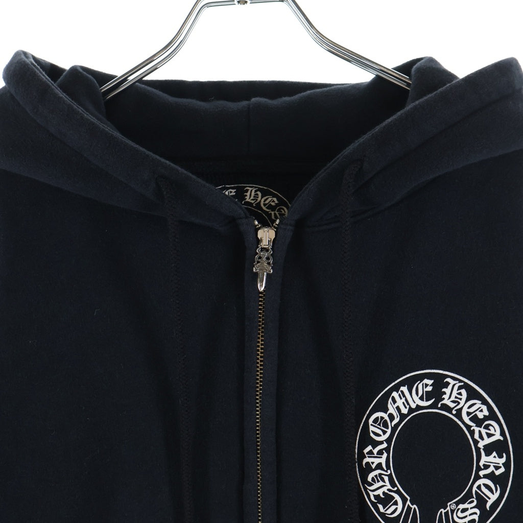 CHROME HEARTS(クロムハーツ) SWTSHRT HD ZIP 裏地サーマル スクロールラベルプリント ダガージップアップパーカー フーディ ブラック