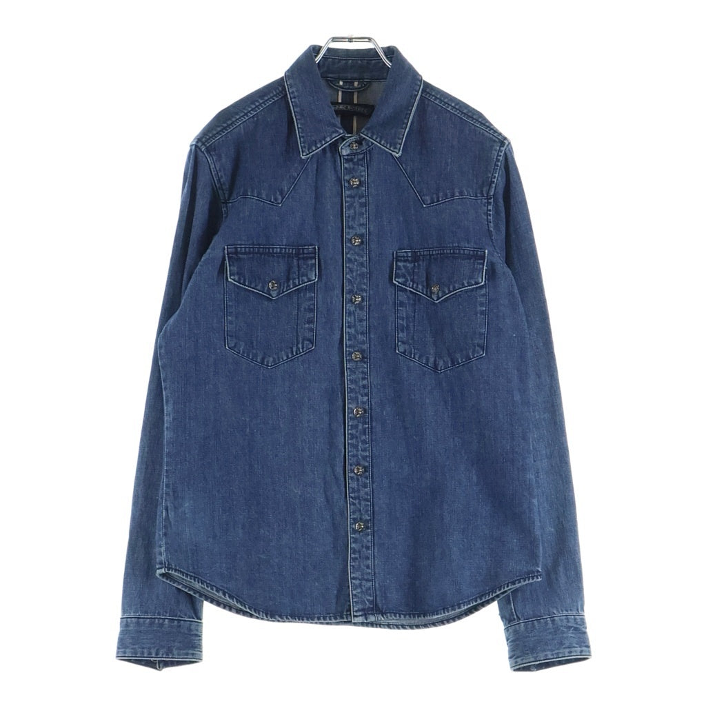 CHROME HEARTS(クロムハーツ) DENIM WESTERN デニムウエスタン 袖クロスパッチ クロスボタン デニム長袖シャツ インディゴ