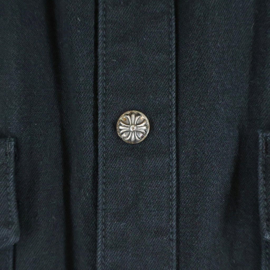 CHROME HEARTS(クロムハーツ) DENIM WESTERN デニムウエスタン 袖クロスパッチ クロスボタン デニム長袖シャツ ブラック