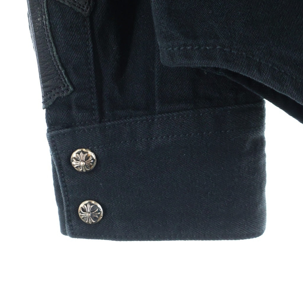 CHROME HEARTS(クロムハーツ) DENIM WESTERN デニムウエスタン 袖クロスパッチ クロスボタン デニム長袖シャツ ブラック
