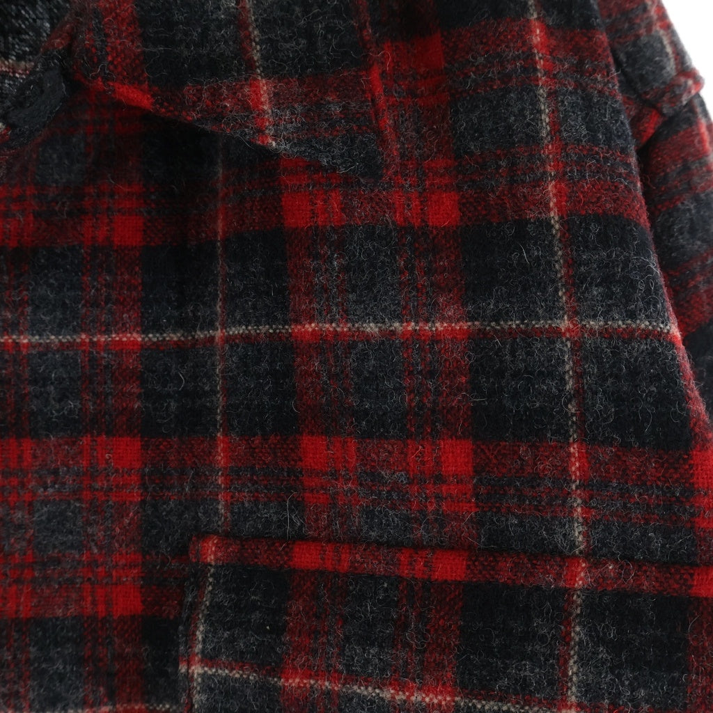 NO BRAND(ノーブランド) DEHEN ディーエン ウール チェック柄 長袖シャツ レッド