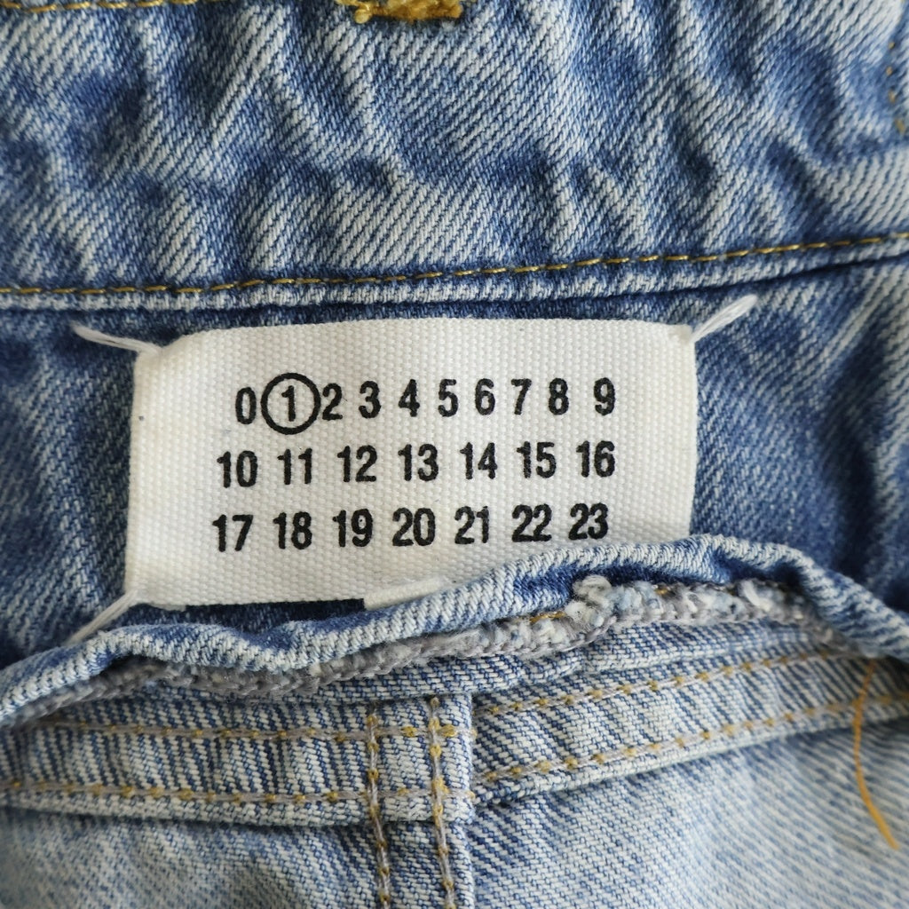 Maison Martin Margiela(メゾンマルタンマルジェラ) コットンカットアウトウエスト ワイドレッグ デニムパンツ ブルー S51LA0128 レディース