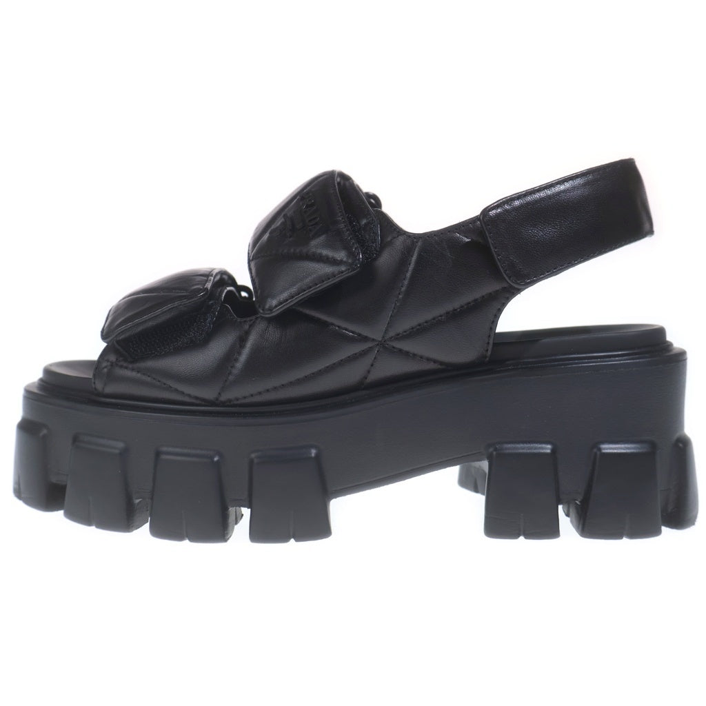 PRADA(プラダ) ナッパレザー ロゴ サンダル ブラック M13057 レディース