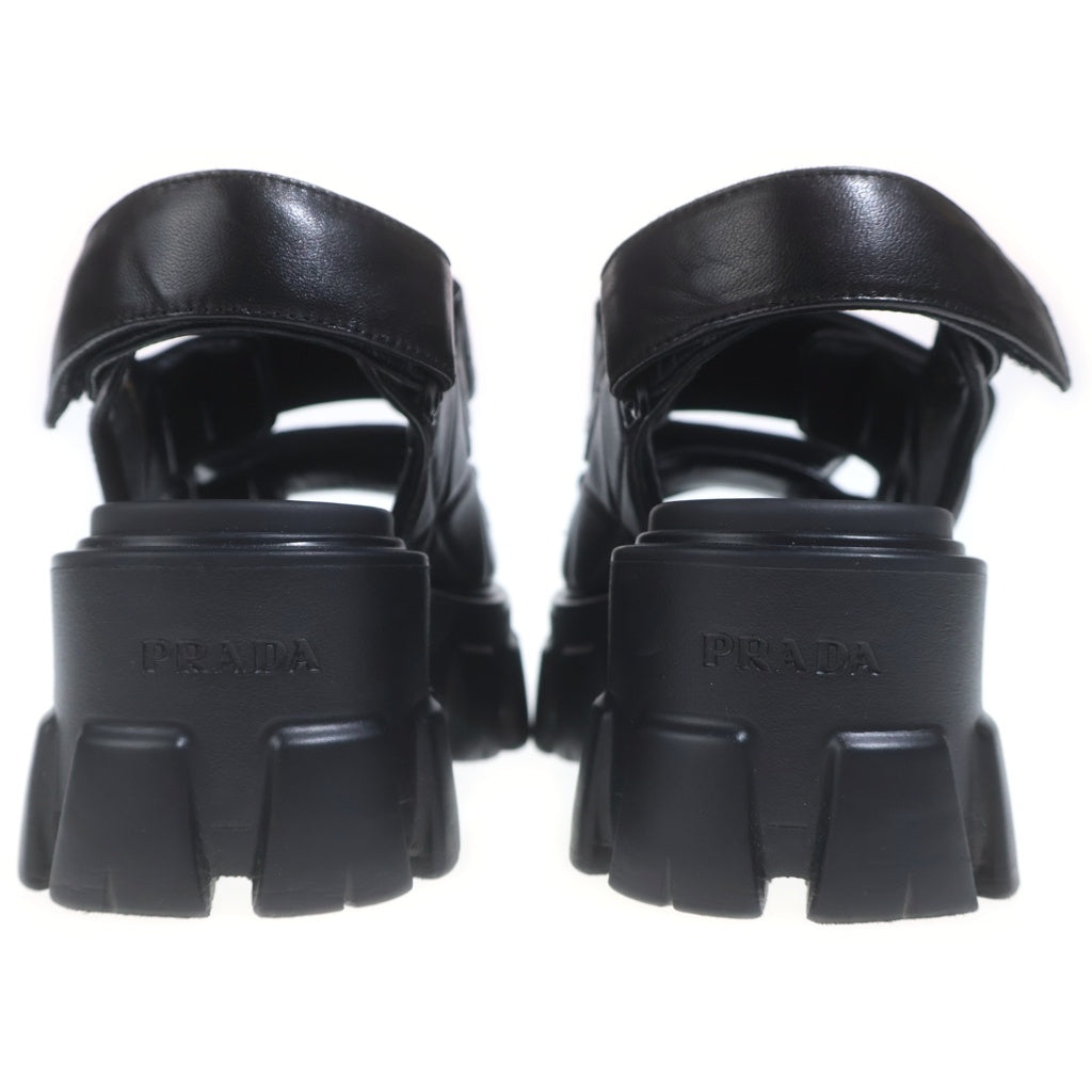 PRADA(プラダ) ナッパレザー ロゴ サンダル ブラック M13057 レディース