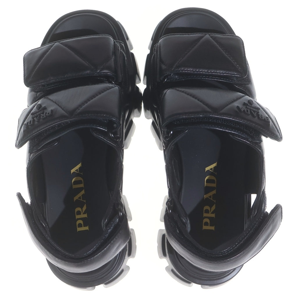 PRADA(プラダ) ナッパレザー ロゴ サンダル ブラック M13057 レディース