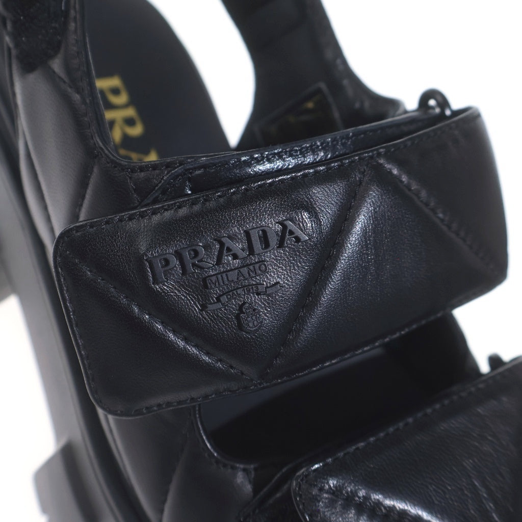 PRADA(プラダ) ナッパレザー ロゴ サンダル ブラック M13057 レディース