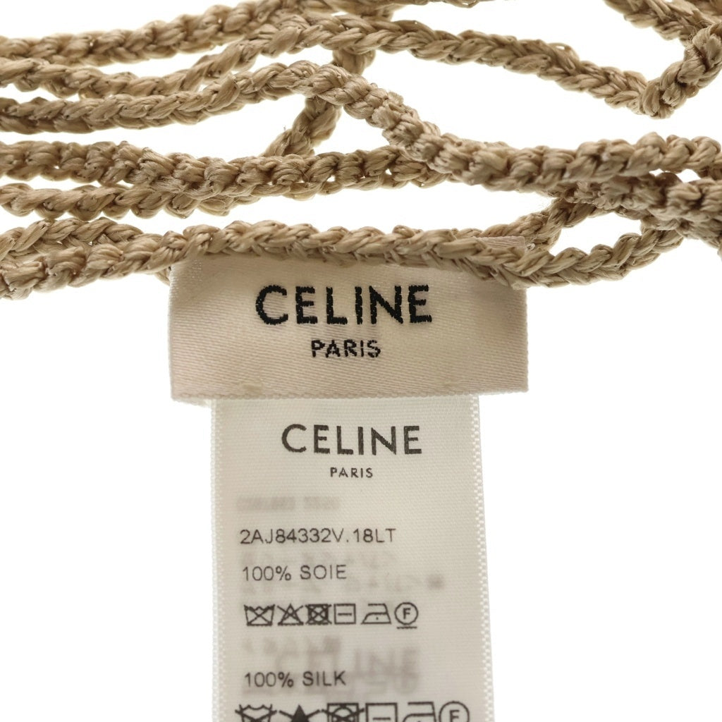 CELINE(セリーヌ) Triomphe Signature in Silk Crochet Scarf トリオンフ シグネチャー シルククロシェスカーフ ブラウン 2AJ84332V レディース