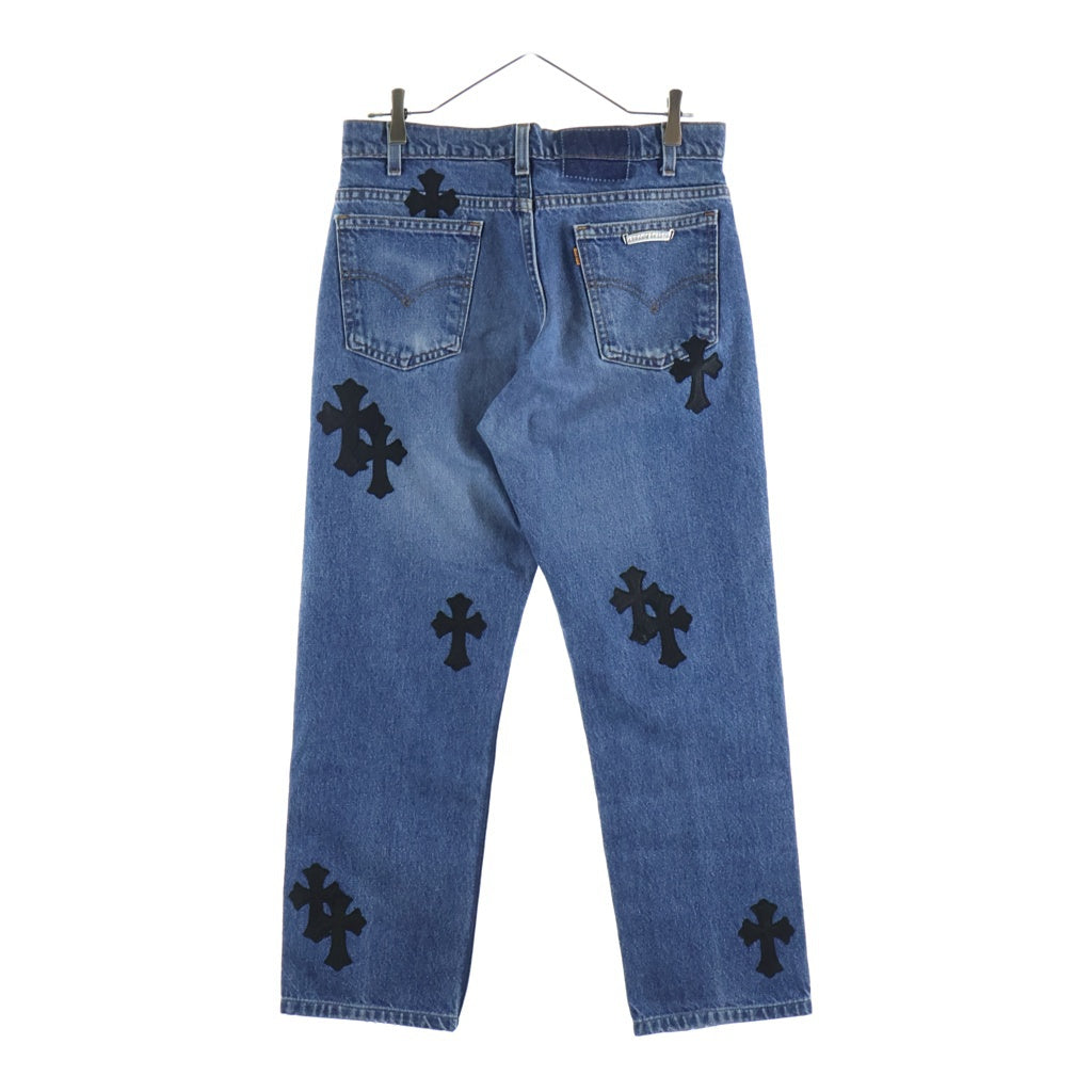 CHROME HEARTS(クロムハーツ) ×LEVI'S U VNTG JEAN BLU ORNG TAB ×リーバイス クロスパッチ付き ウォッシュド505デニムパンツ インディゴ