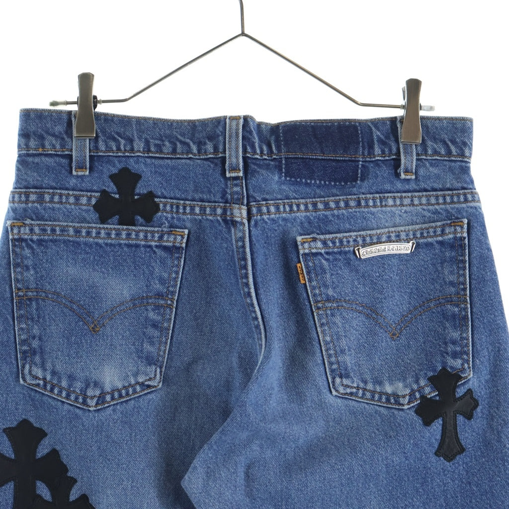 CHROME HEARTS(クロムハーツ) ×LEVI'S U VNTG JEAN BLU ORNG TAB ×リーバイス クロスパッチ付き ウォッシュド505デニムパンツ インディゴ