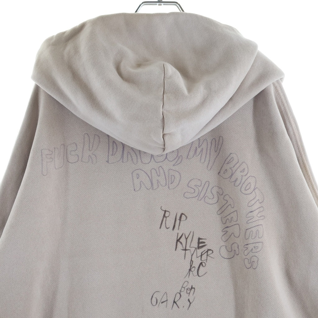 Paly Hollywood(パリーハリウッド) CONFESSIONS HOODIE BROWN ダメージ加工プルオーバーパーカー フーディー ベージュ