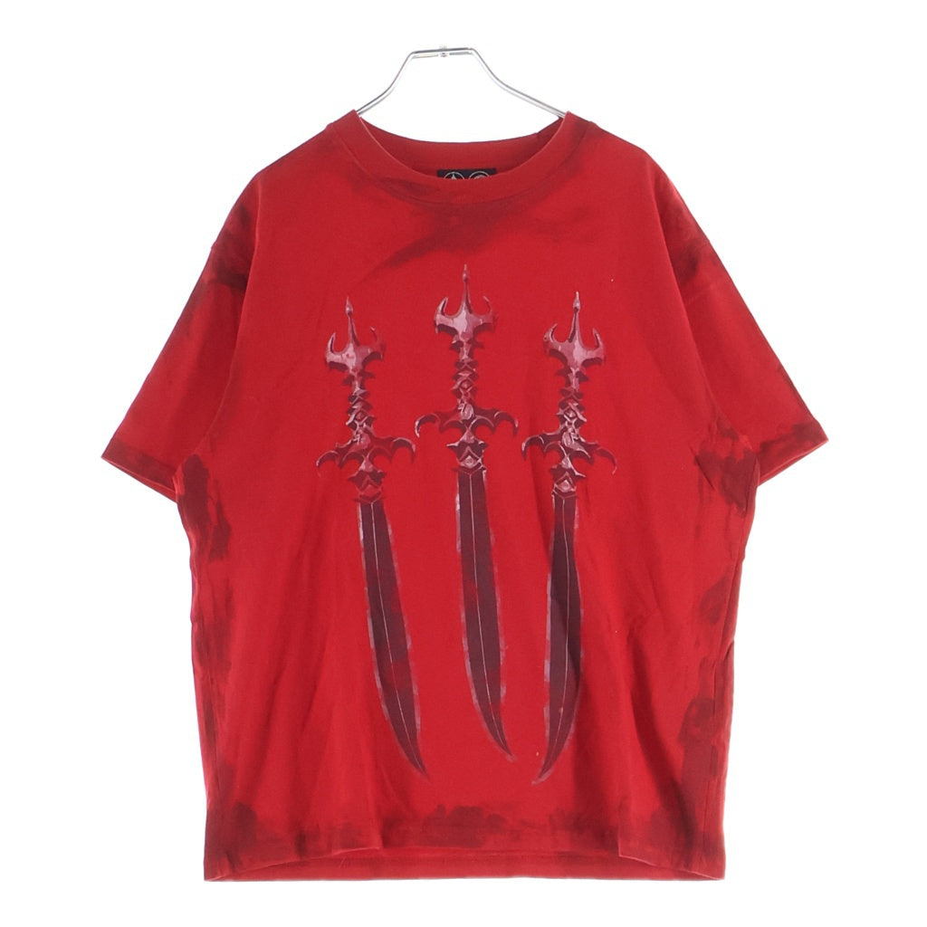 THUG CLUB(サグクラブ) フロントプリント 半袖Tシャツ カットソー レッド TC24TS2003