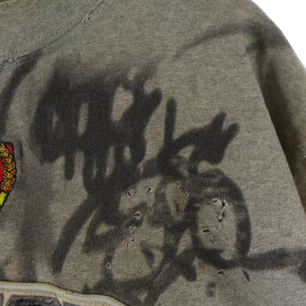 BALENCIAGA(バレンシアガ) 23SS 1300 Skater デストロイ加工 ワッペン 半袖Tシャツ カットソー グレー 739028 TOVA7