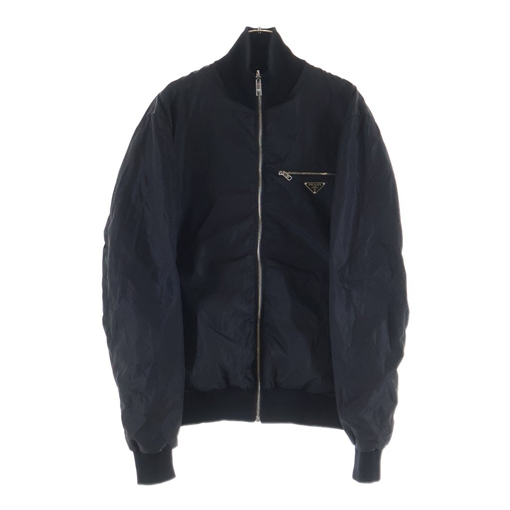 PRADA(プラダ) REVERSIBLE WOOL AND RE-NYLON JACKET リバーシブル ウール リーナイロン ログパッチ ジップアップ ジャケット ブラック UMC096 S192 1UPF