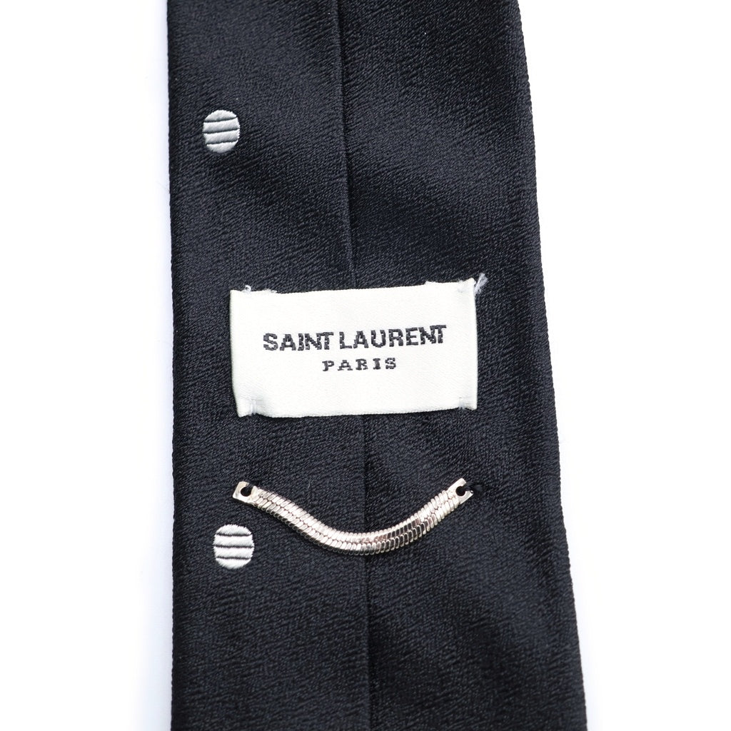 SAINT LAURENT PARIS(サンローランパリ) Silk Tie ドット柄 シルクネクタイ ブラック 77666