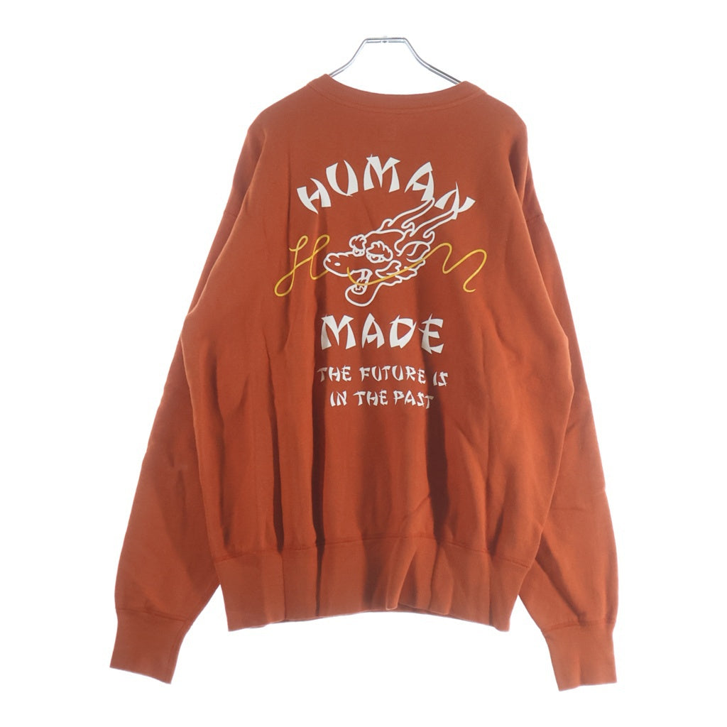 HUMAN MADE(ヒューマンメイド) 24SS DRAGON SWEATSHIRT ドラゴン ロゴデザイン クルーネック スウェット トレーナー オレンジ
