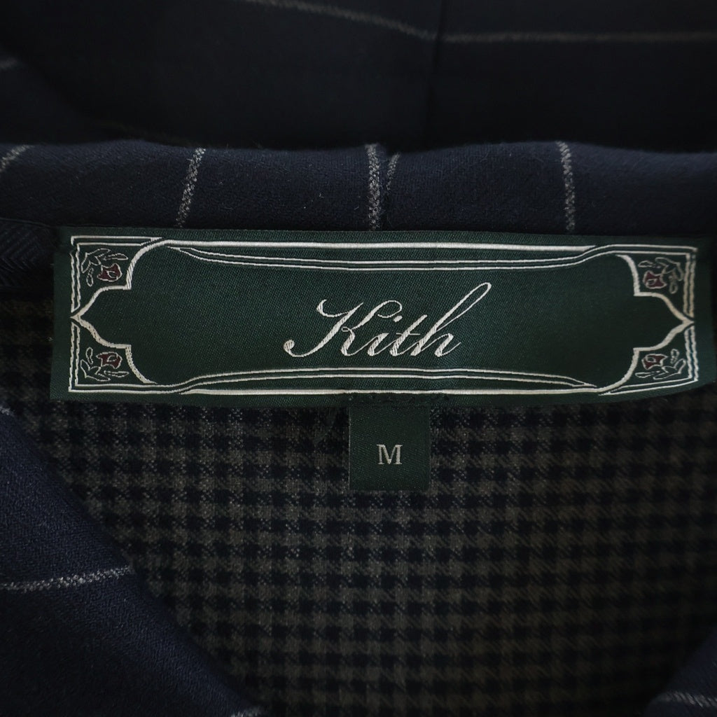 KITH(キス) エンブロイダリーデザイン ジップアップ ストライプ柄 トラックジャケット ネイビー KHM031412
