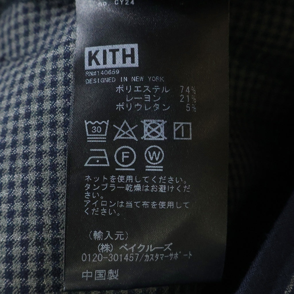 KITH(キス) エンブロイダリーデザイン ジップアップ ストライプ柄 トラックジャケット ネイビー KHM031412