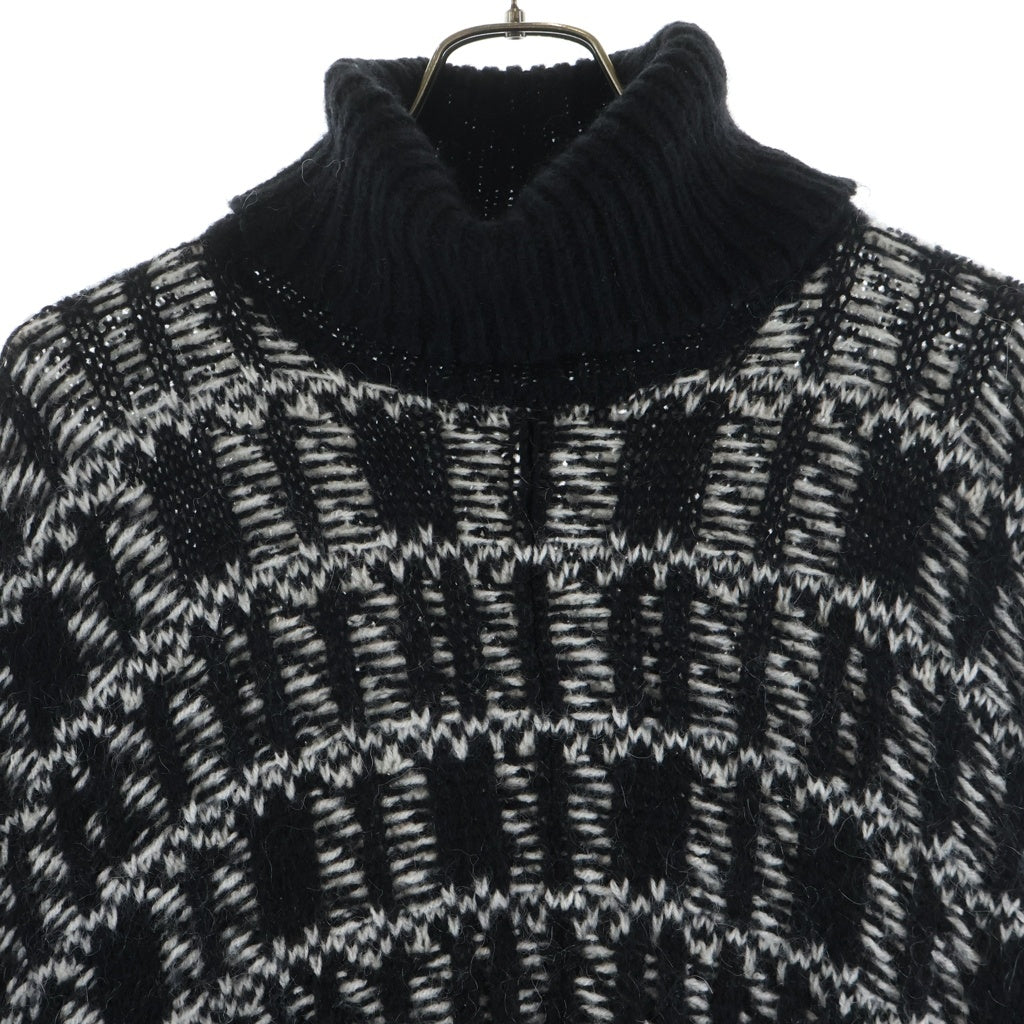 RED VALENTINO(レッド ヴァレンティノ) ジャガード刺繍 モヘア ポンチョ ブラック レディース