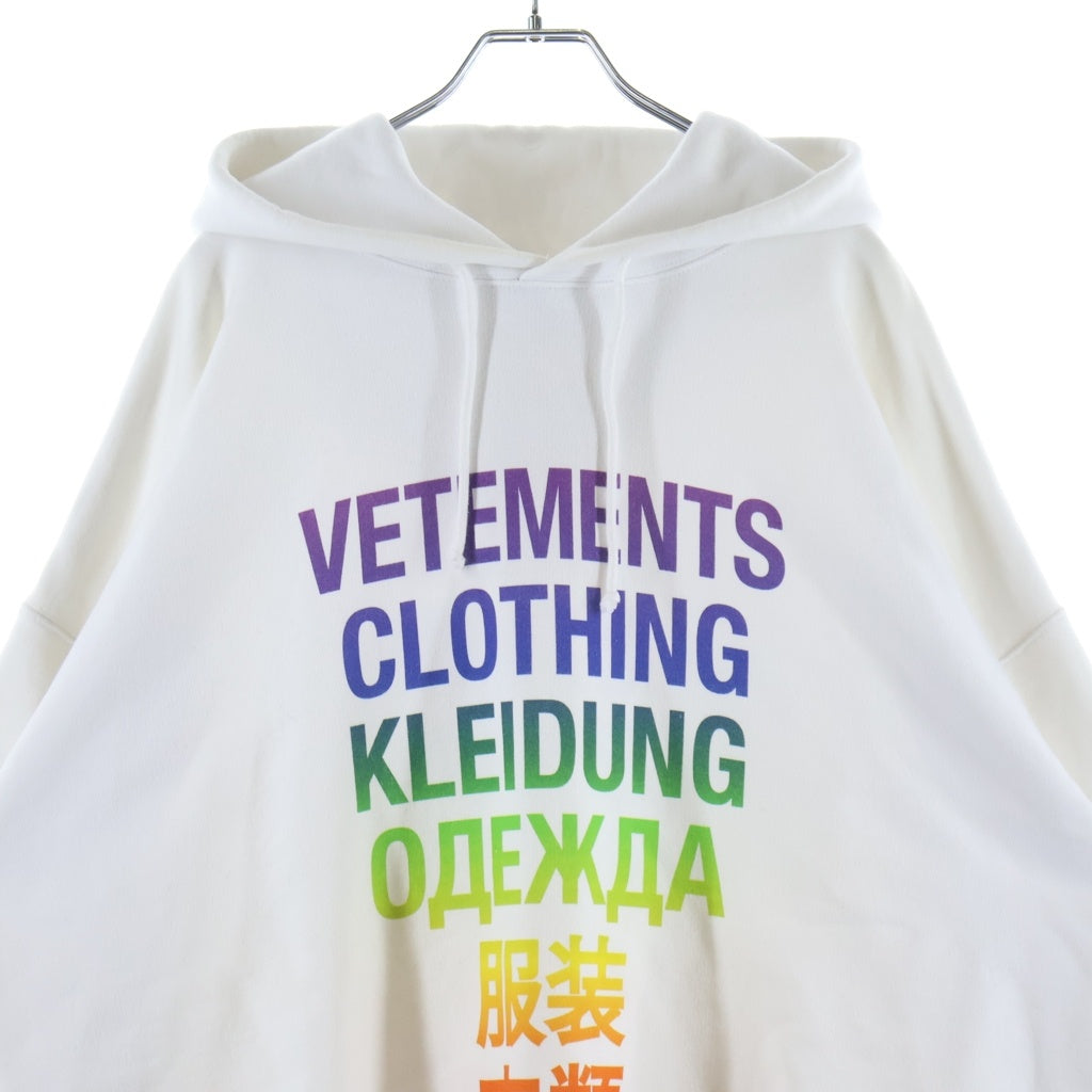 VETEMENTS(ヴェトモン) TRANSLATION HOODIE トランスレーション フーデッド コットン プルオーバーパーカーホワイト UA53HD100Z