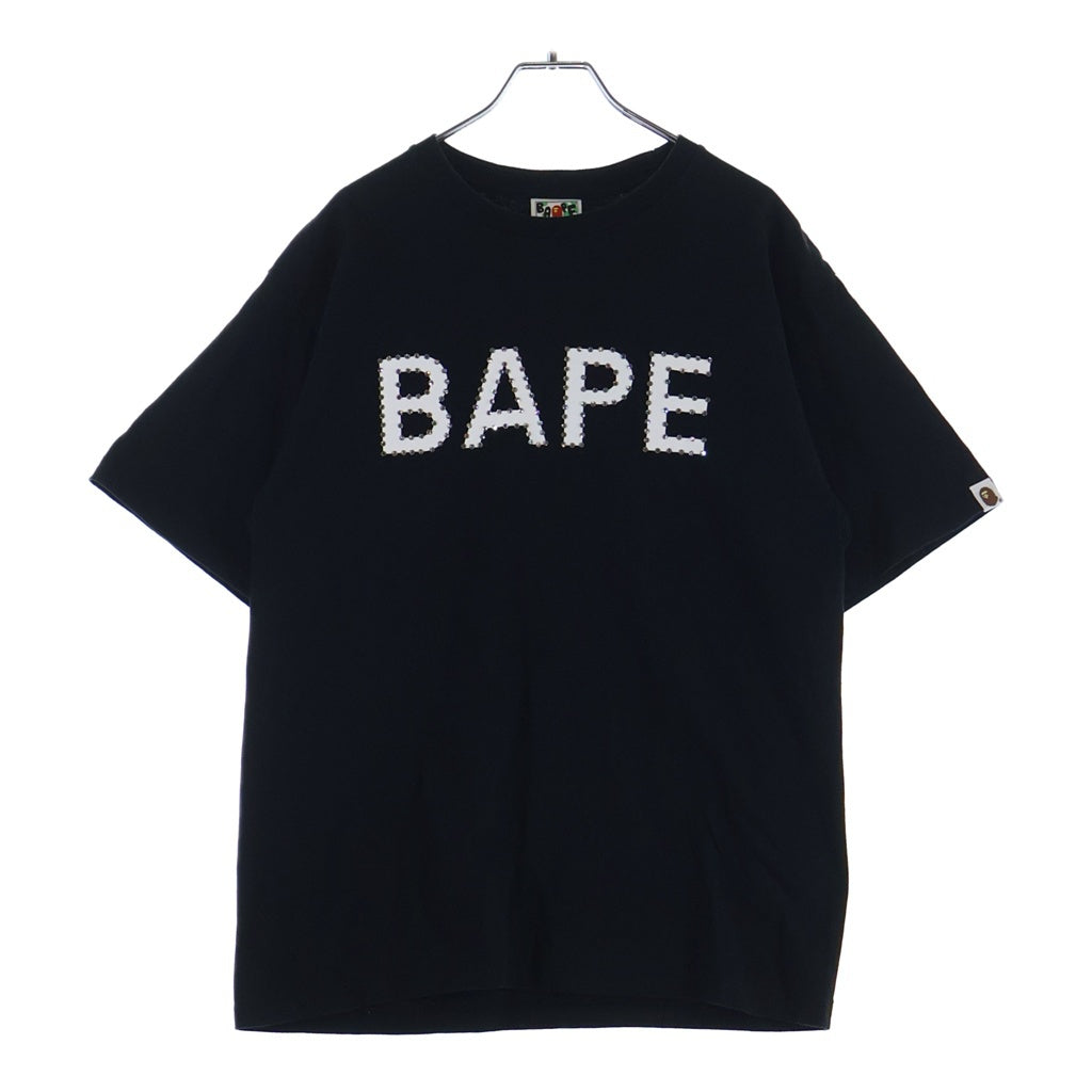 A BATHING APE(アベイシングエイプ) CRYSTAL STONE BAPE LOGO TEE クリスタル ストーン ロゴプリント 半袖Tシャツ カットソー ブラック