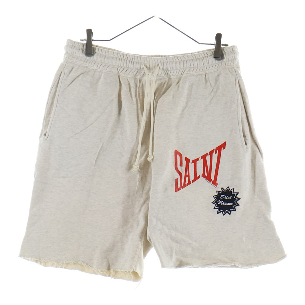 SAINT MICHAEL(セントマイケル) 24SS SAINT SHORTS セイントロゴデザイン ドローストリング ショートスウェットパンツ ベージュ SM-YS8-0000-047