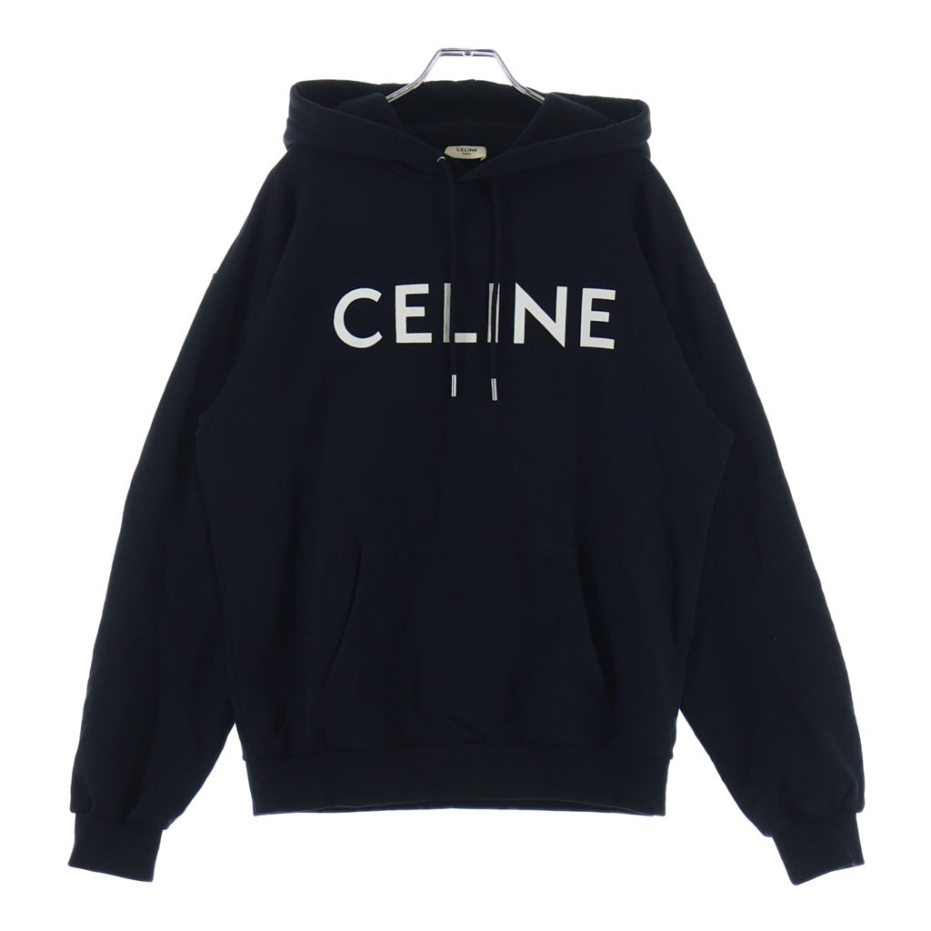 CELINE(セリーヌ) ロゴプリント ルーズスウェットフーディー プルオーバーパーカー ブラック 2Y321670Q
