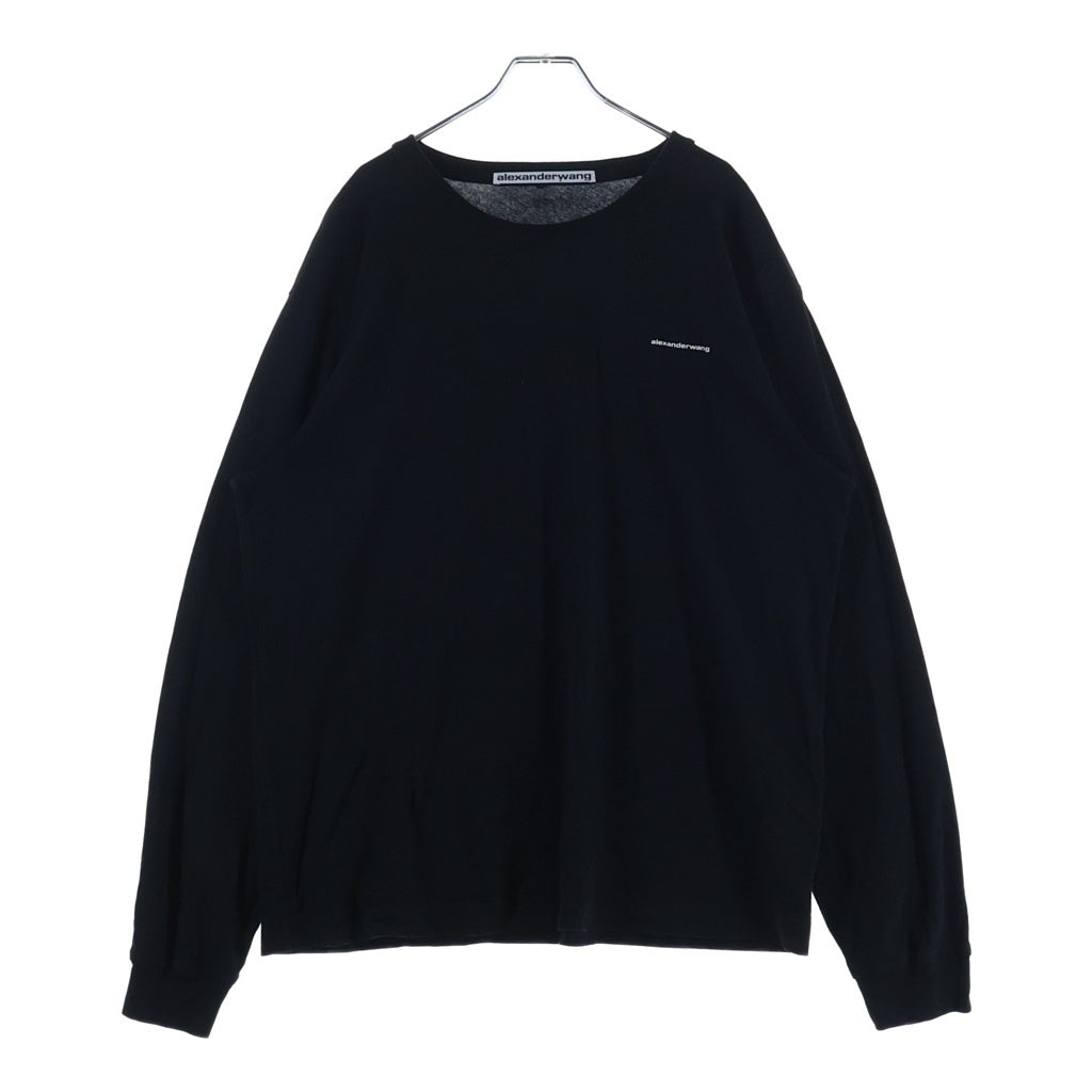 ALEXANDER WANG(アレキサンダーワン) 胸ロゴデザイン クルーネック カットソー 長袖Tシャツ ブラック UCC2221526