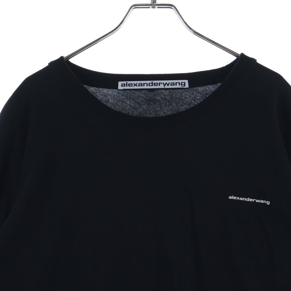 ALEXANDER WANG(アレキサンダーワン) 胸ロゴデザイン クルーネック カットソー 長袖Tシャツ ブラック UCC2221526