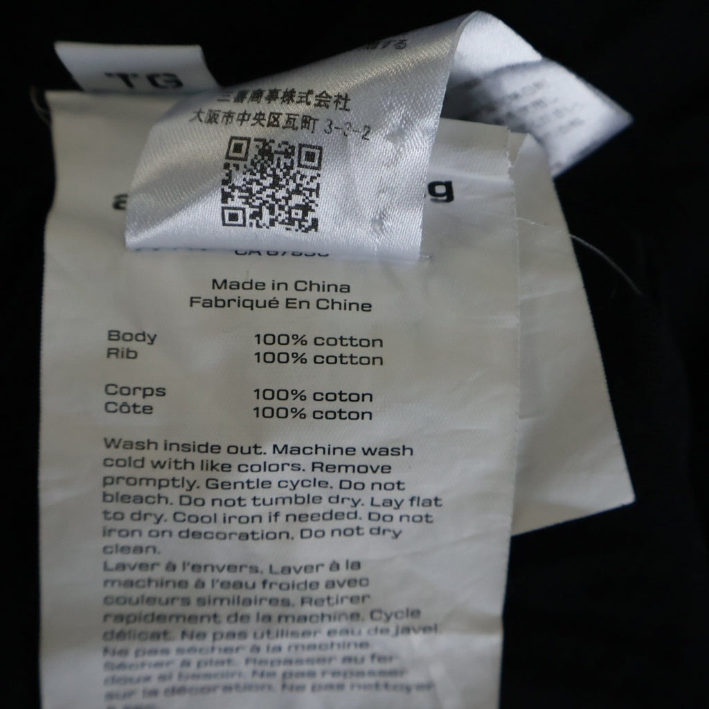 ALEXANDER WANG(アレキサンダーワン) 胸ロゴデザイン クルーネック カットソー 長袖Tシャツ ブラック UCC2221526