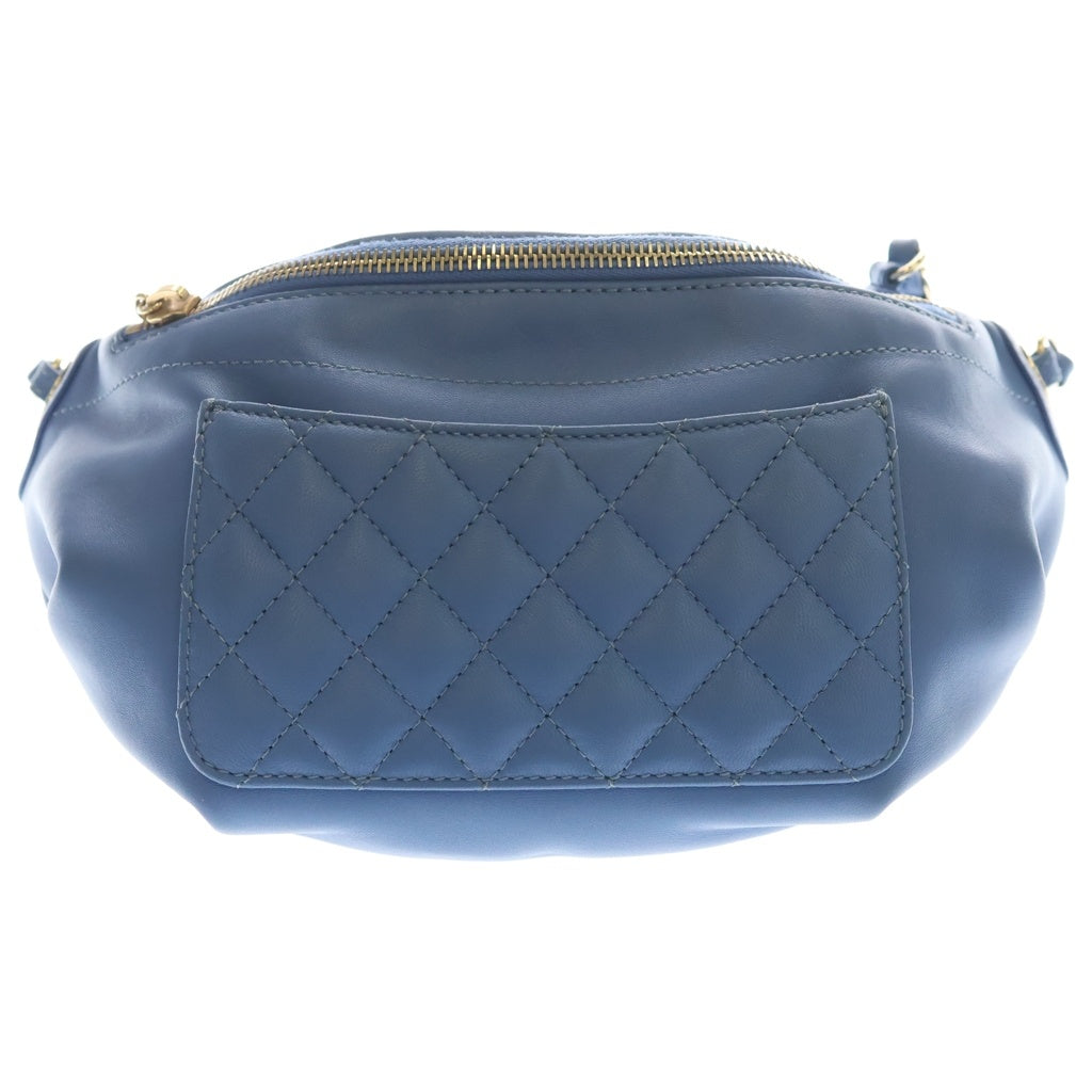 CHANEL(シャネル) Quilted Banane Waist Bag Fanny キルティング バナン ウエストバッグ ブルー レディース