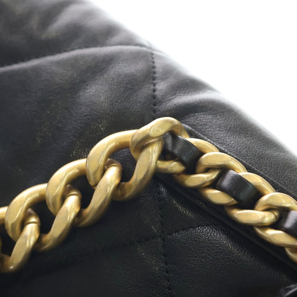 CHANEL(シャネル) CHANEL 19 マキシ ハンドバッグ シャイニー ラムスキン ショルダーバッグ ブラック レディース