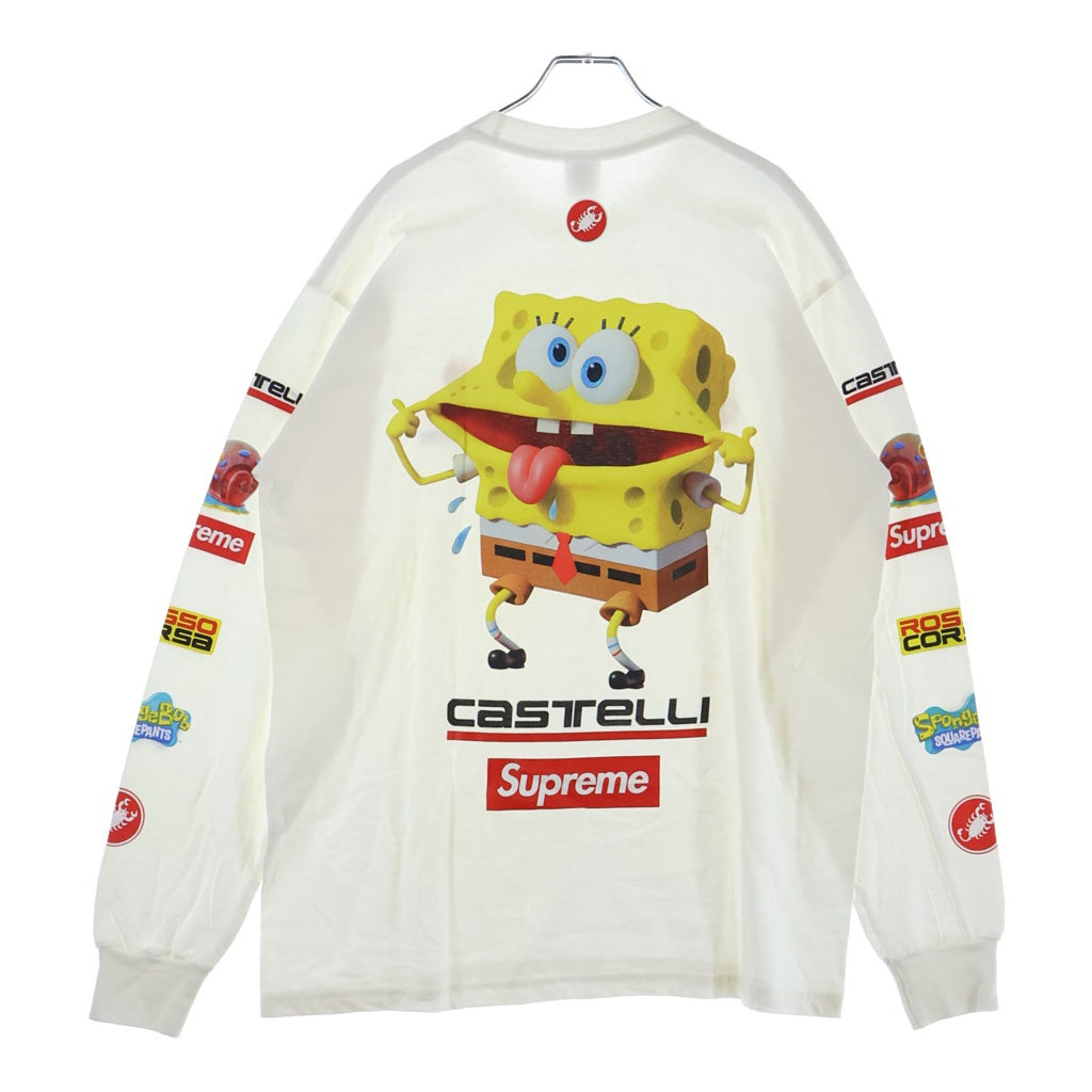 SUPREME(シュプリーム) 25SS ×SPONGE BOB Castelli Racing L/S Tee スポンジボブ カステリ レーシング nプリント 長袖Tシャツ ホワイト