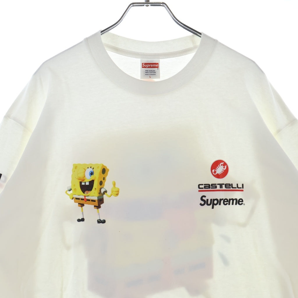 SUPREME(シュプリーム) 25SS ×SPONGE BOB Castelli Racing L/S Tee スポンジボブ カステリ レーシング nプリント 長袖Tシャツ ホワイト