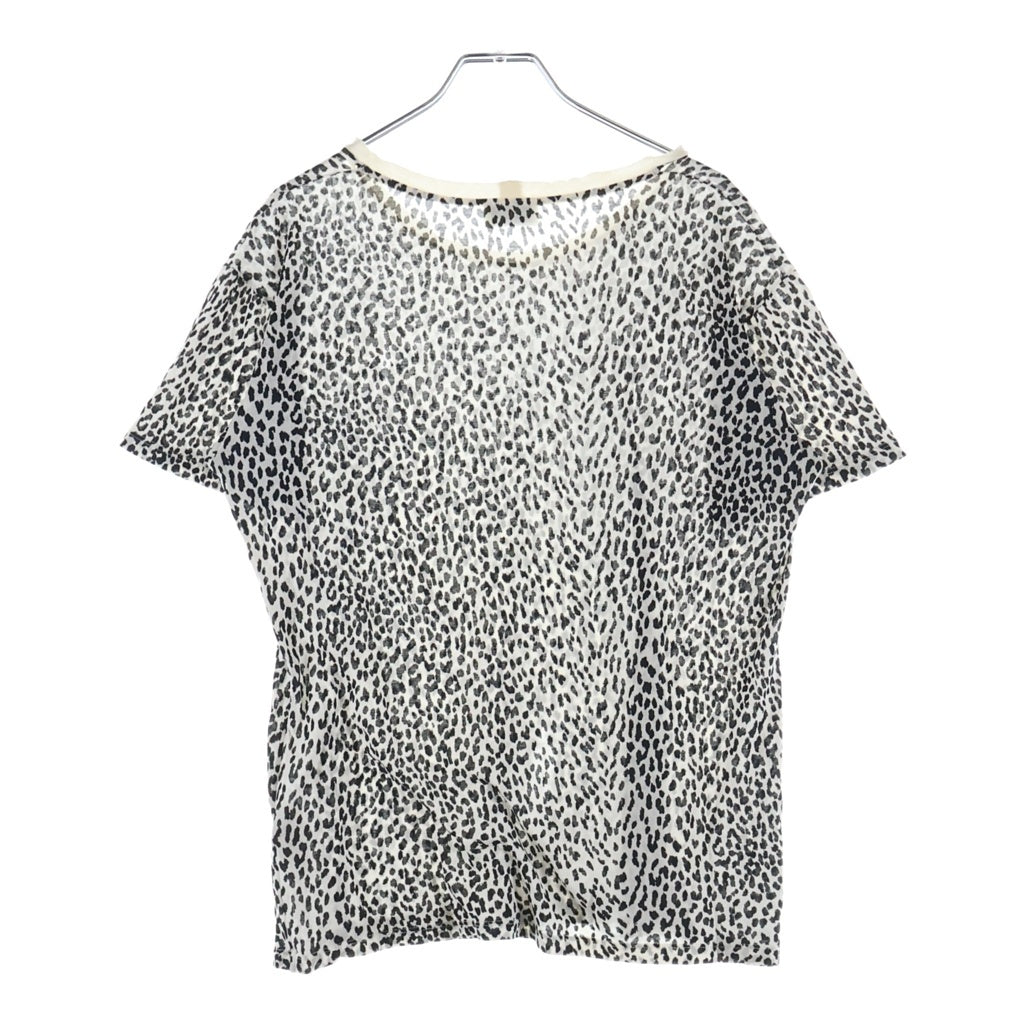 SAINT LAURENT PARIS(サンローランパリ) エディ期 レオパード柄 クルーネック カットソー 半袖Tシャツ ホワイト/ブラック
