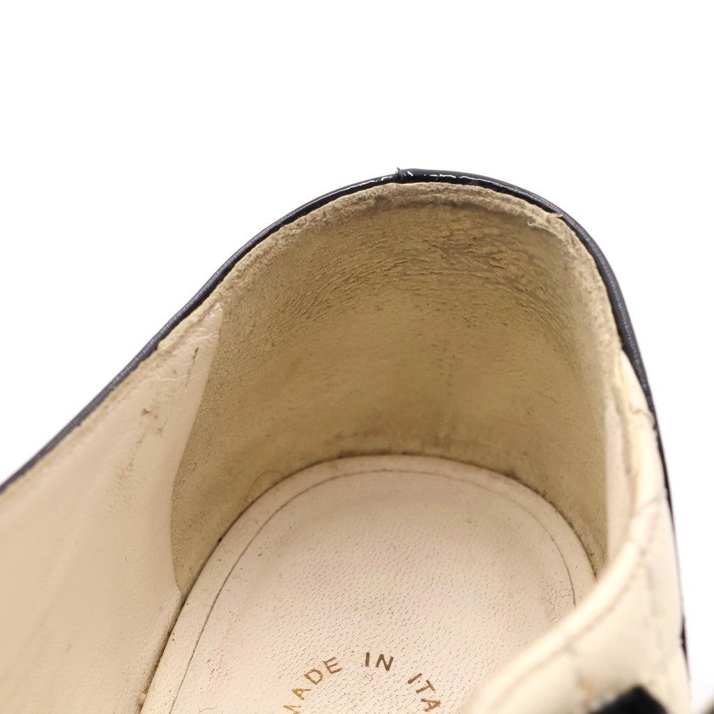 CHANEL(シャネル) バレリーナ パテント マトラッセ ターンロック フラット パンプス ブラック/ホワイト G38441 レディース