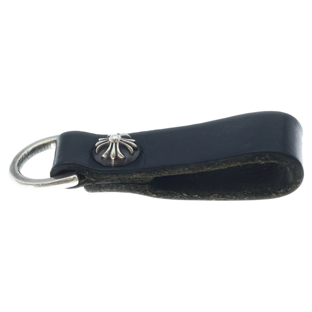 CHROME HEARTS(クロムハーツ) BELT LOOP クロスボールボタンレザーベルトループ シルバー/ブラック BCA397