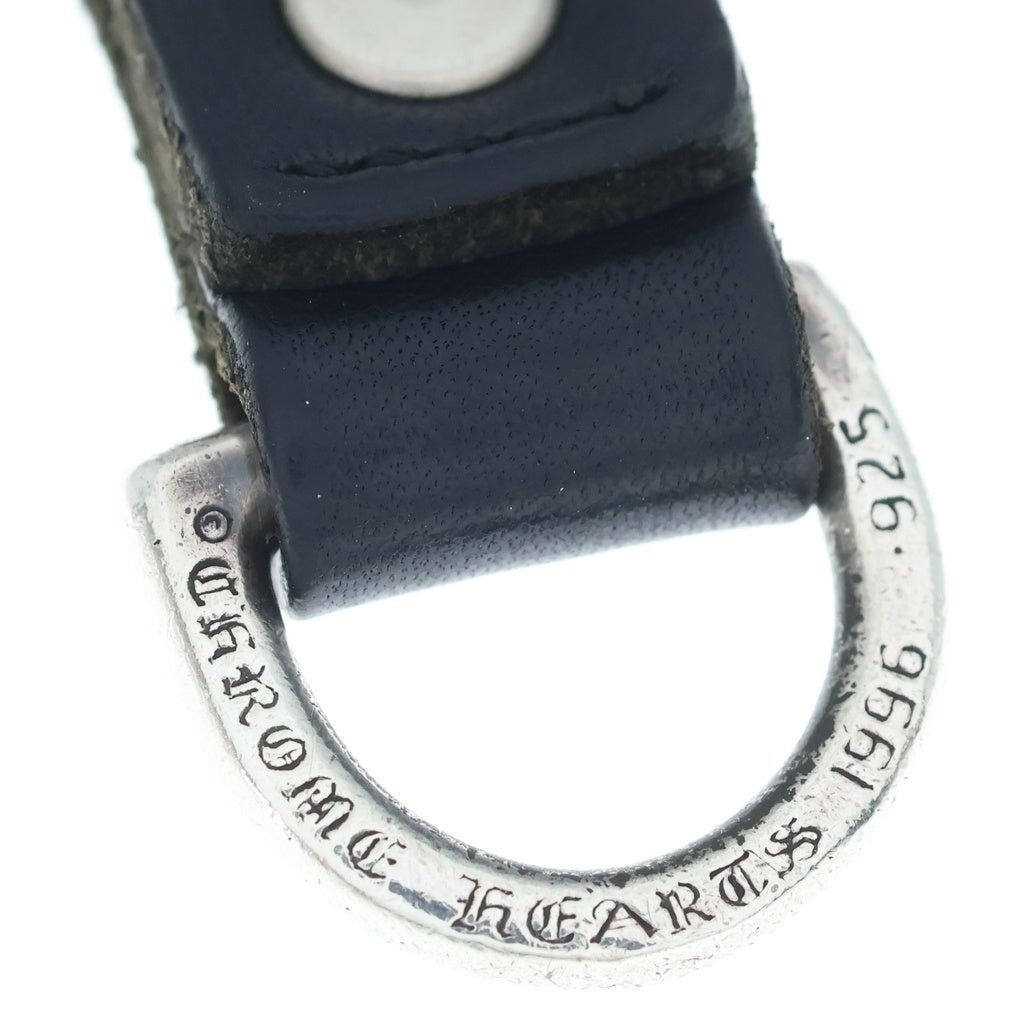 CHROME HEARTS(クロムハーツ) BELT LOOP クロスボールボタンレザーベルトループ シルバー/ブラック BCA397
