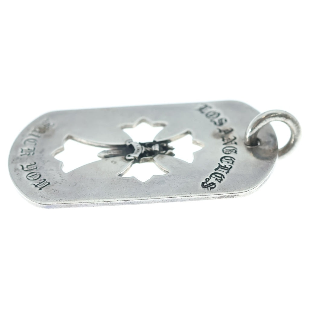 CHROME HEARTS(クロムハーツ) D TAG LRG CROSS DAGG LA FUCK YOU LA限定カットアウトクロスダガー ラージドッグタグ チャーム ペンダントトップ シルバー