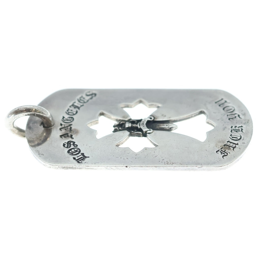 CHROME HEARTS(クロムハーツ) D TAG LRG CROSS DAGG LA FUCK YOU LA限定カットアウトクロスダガー ラージドッグタグ チャーム ペンダントトップ シルバー