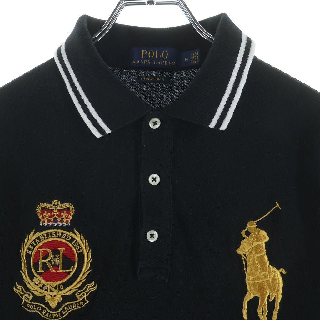 POLO RALPH LAUREN(ポロラルフローレン) 00S ビッグポニー ロゴ刺繍 長袖ポロシャツ カットソー ブラック